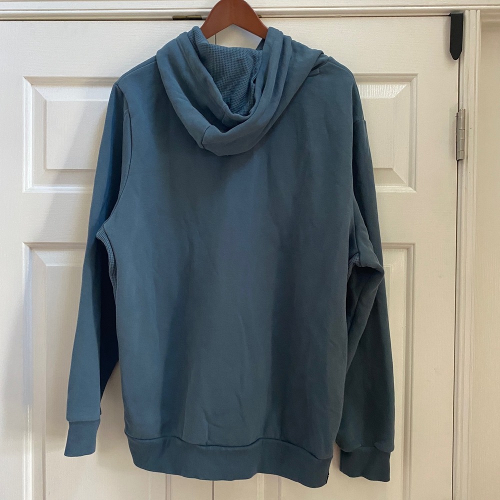 Puma Hoodie Men XXL Teal Pullover Waffle Panel Cotton Gym Lounge 682801-25 - Picture 7 of 8